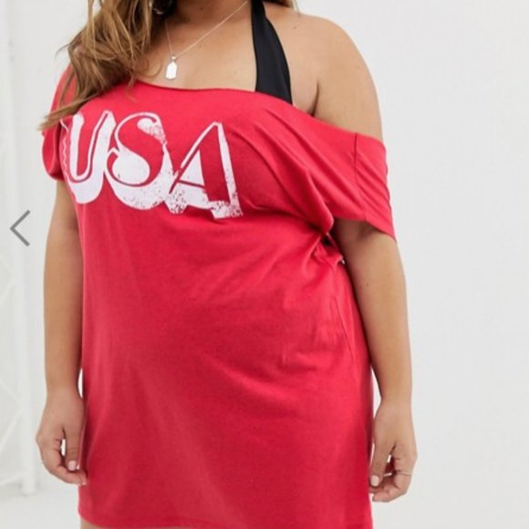 ASOS Curve Other - ASOS Curve 18 USA red off shoulder beach cover up
